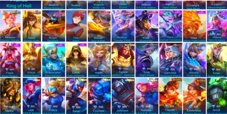 ML627 Legend Franco King of Hell, Collector Yi Sun-shin and Natalia, Jujutsu Kaisen Megumi, 309 Skins (G)